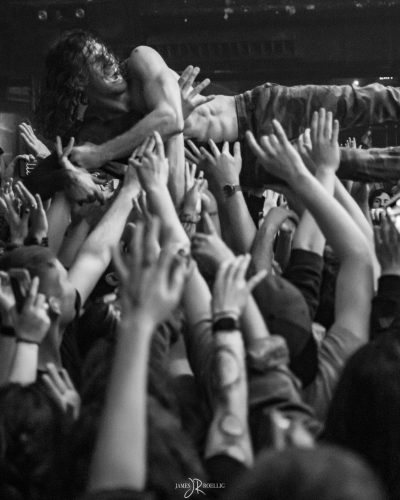 Johnny of Nothing More crowd surfing in Boston, MA at The House of Blues